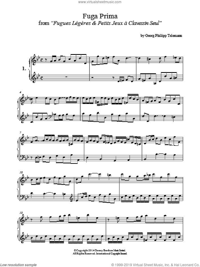 Fuga Prima From "Fugues Legeres and Petits Jeux A� Clavessin Seul"