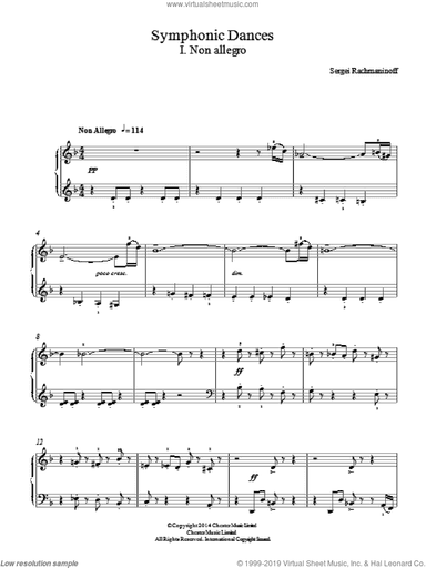Symphonic Dances - 1st Movement, (easy)
