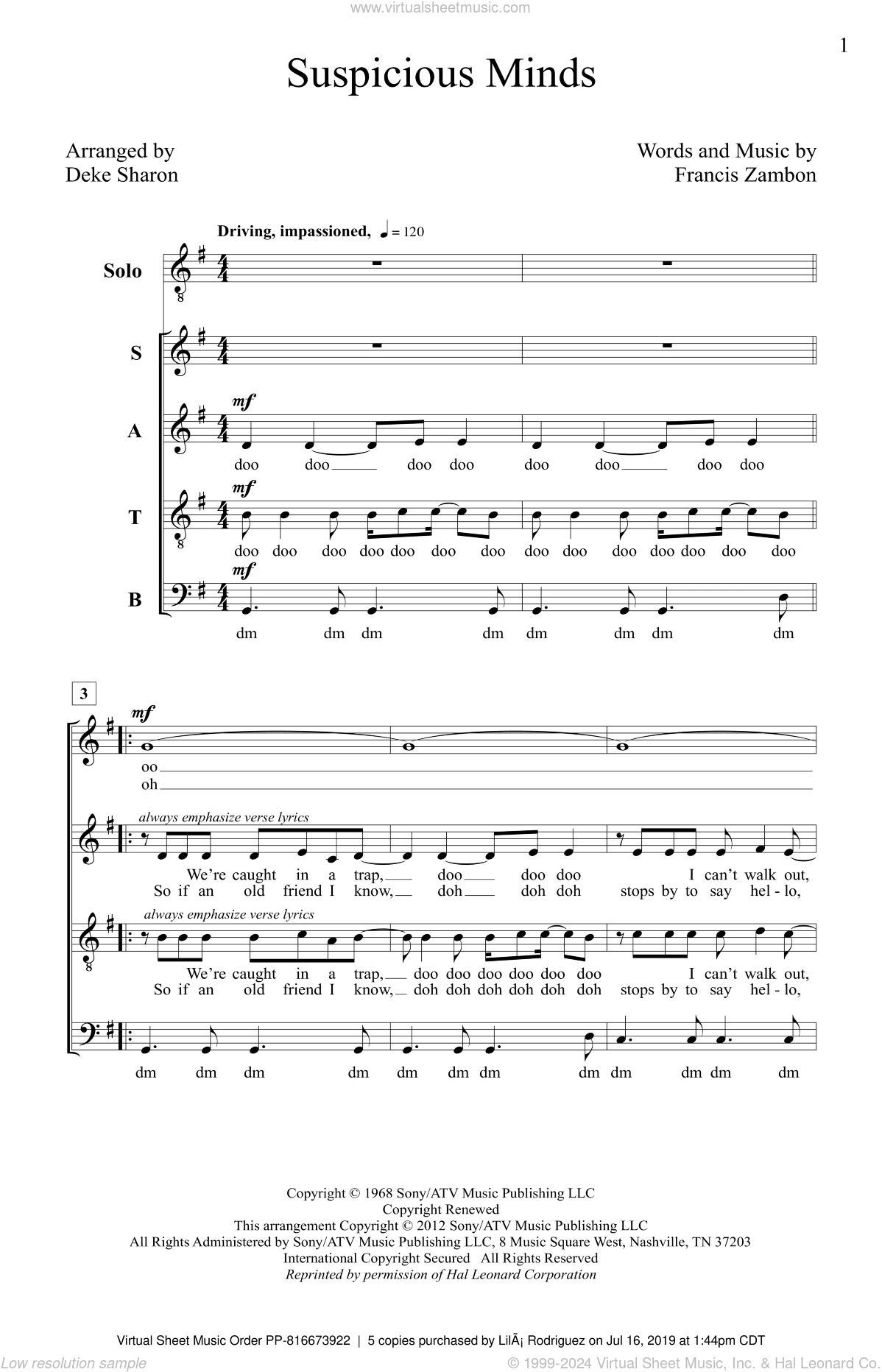 Suspicious Minds (arr. Deke Sharon)