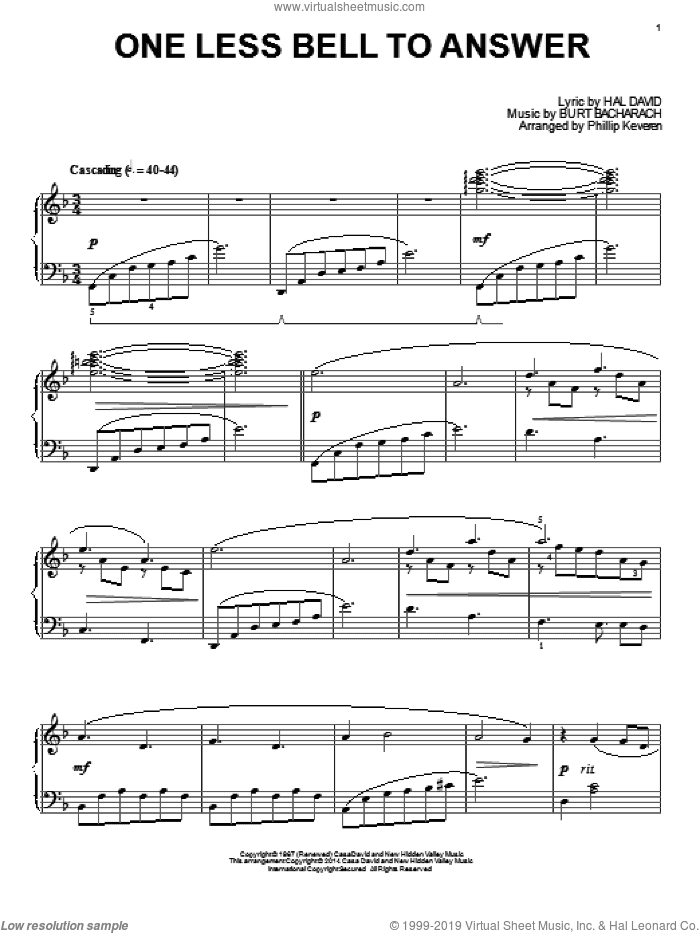One Less Bell To Answer (arr. Phillip Keveren)