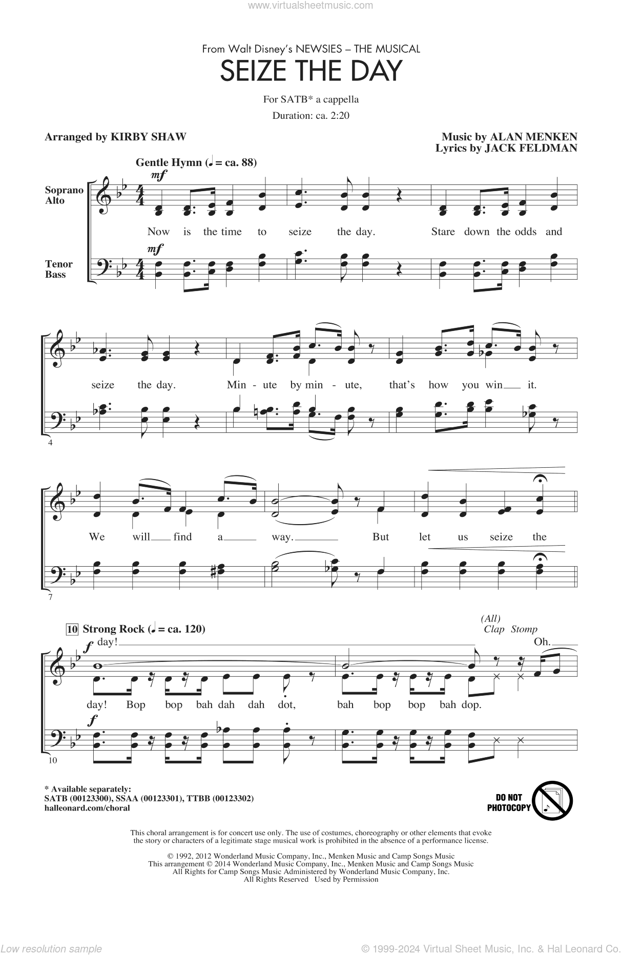Seize The Day (from Newsies The Musical) (arr. Kirby Shaw)