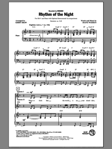 Rhythm Of The Night (arr. Kirby Shaw)