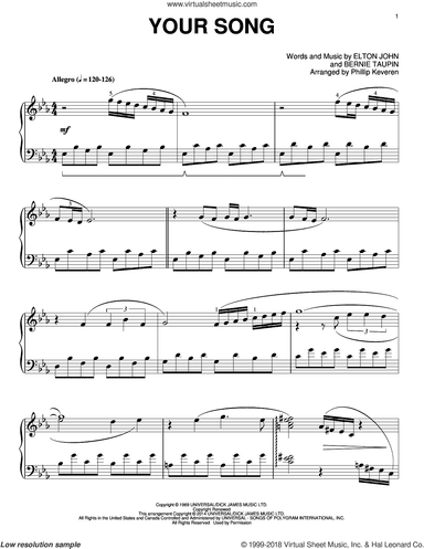 Your Song [Classical version] (arr. Phillip Keveren)