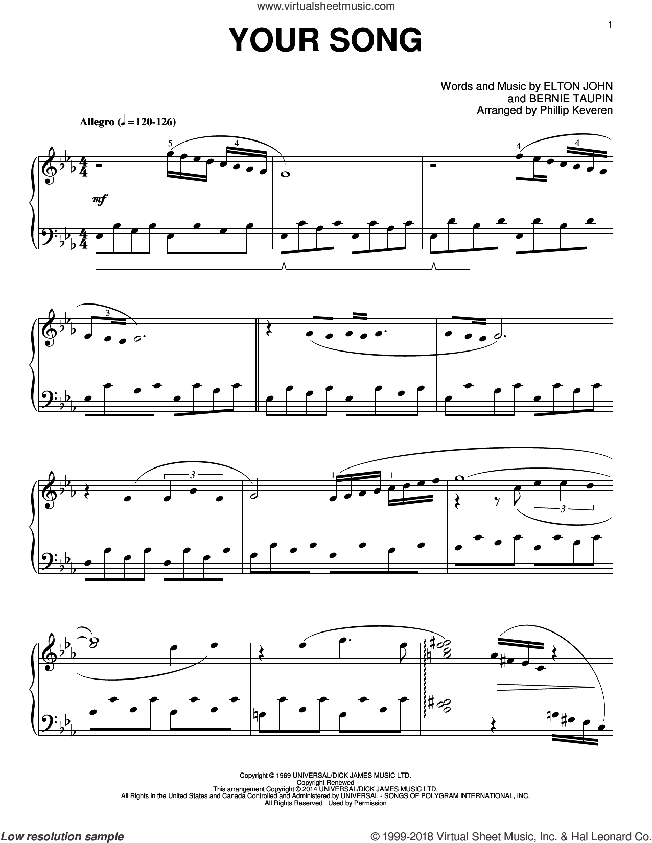 Your Song [Classical version] (arr. Phillip Keveren)