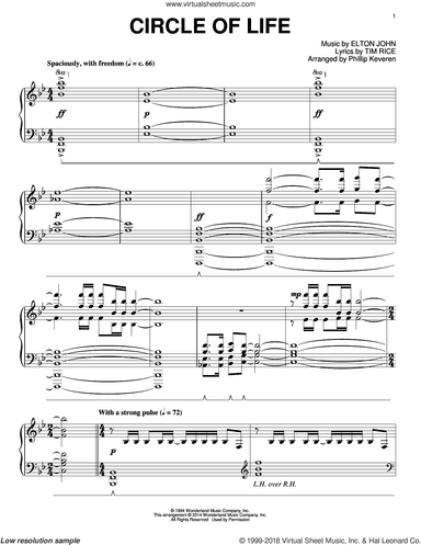 Circle Of Life (from The Lion King) [Classical version] (arr. Phillip Keveren)