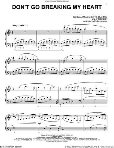 Don't Go Breaking My Heart [Classical version] (arr. Phillip Keveren)