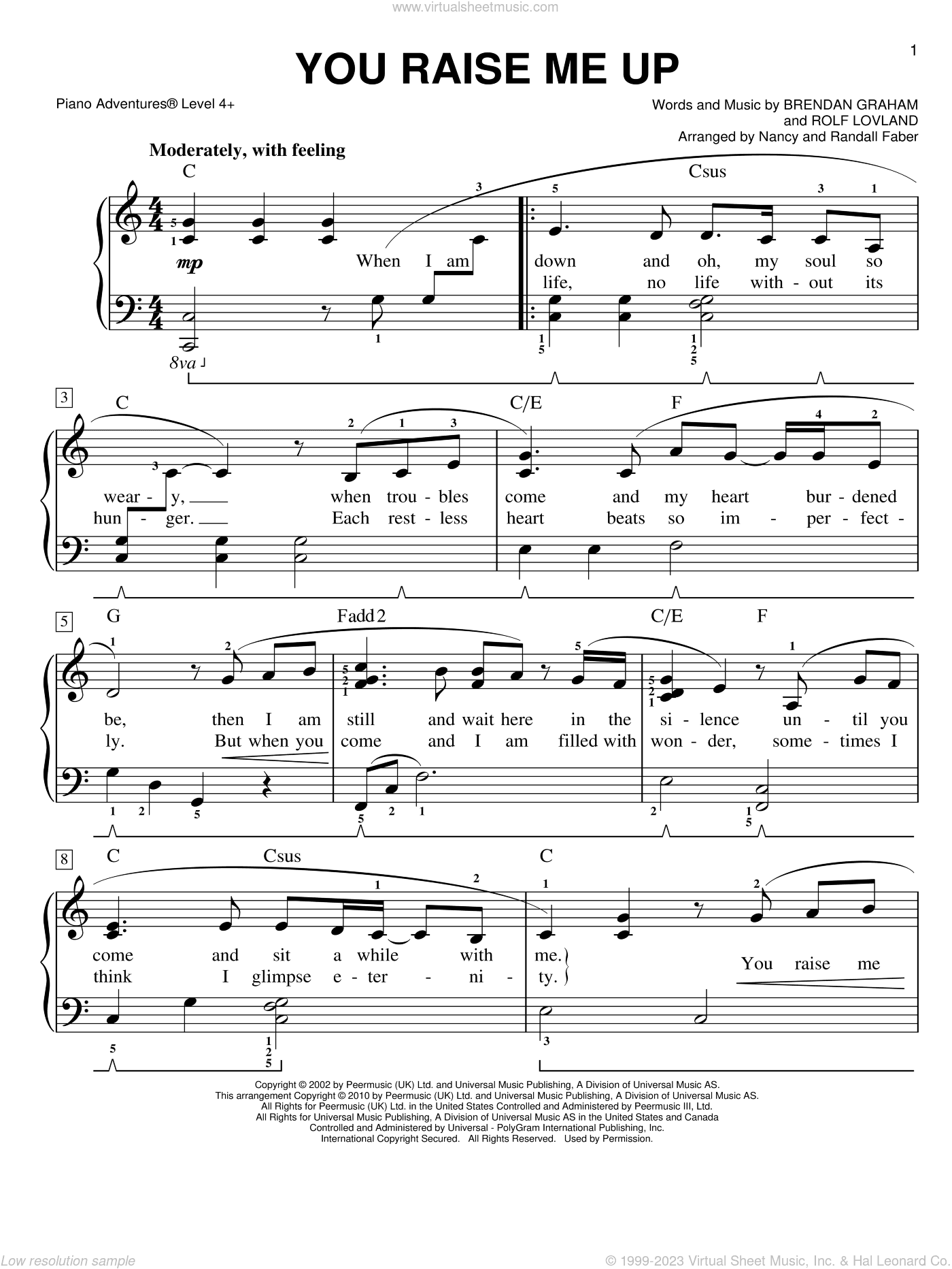 You Raise Me Up, (intermediate/advanced)