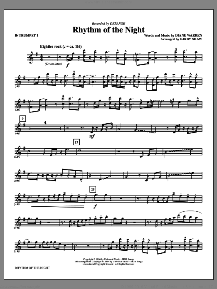 Rhythm of the Night (arr. Kirby Shaw) (complete set of parts)