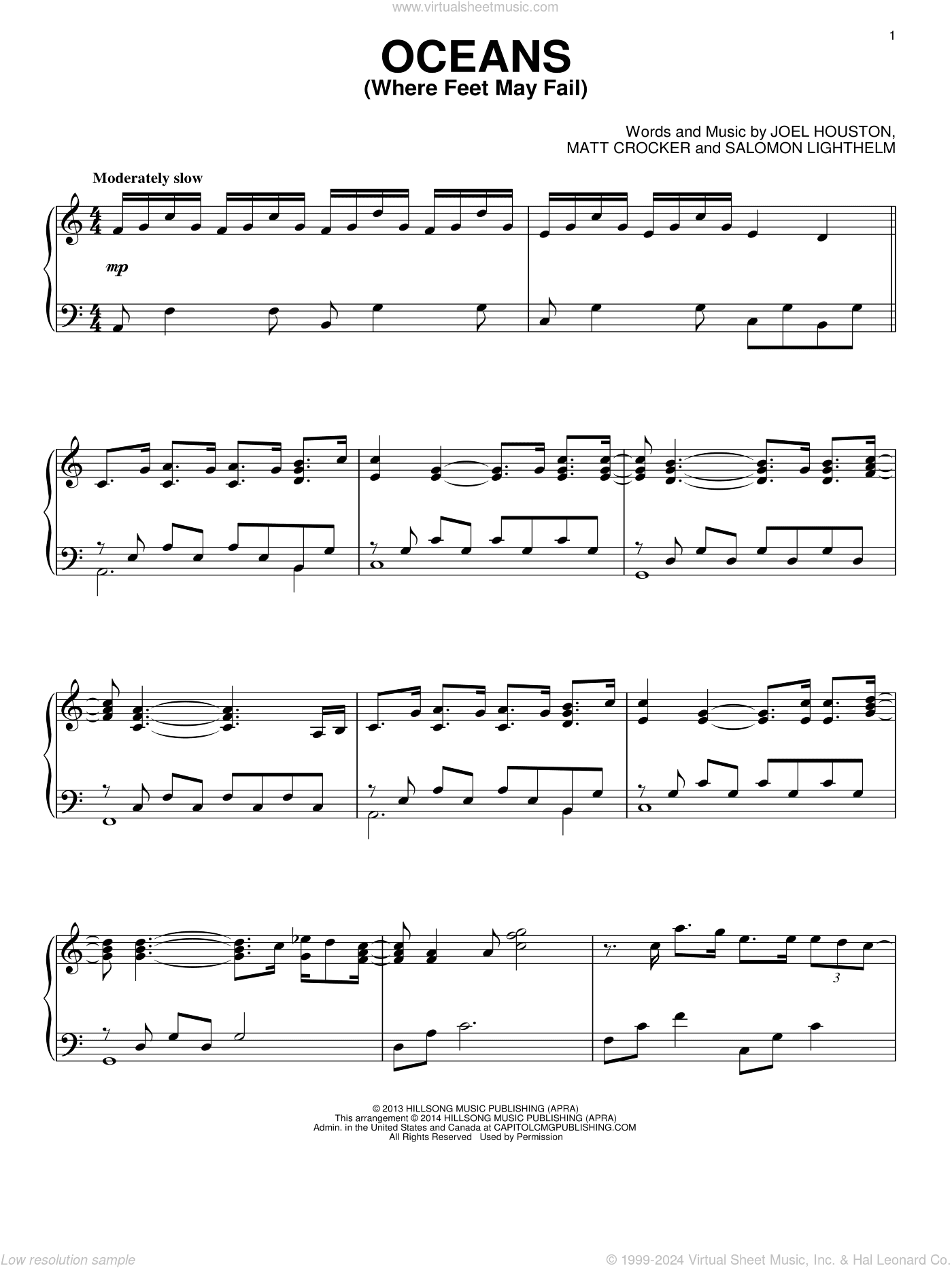 Oceans (Where Feet May Fail), (intermediate)