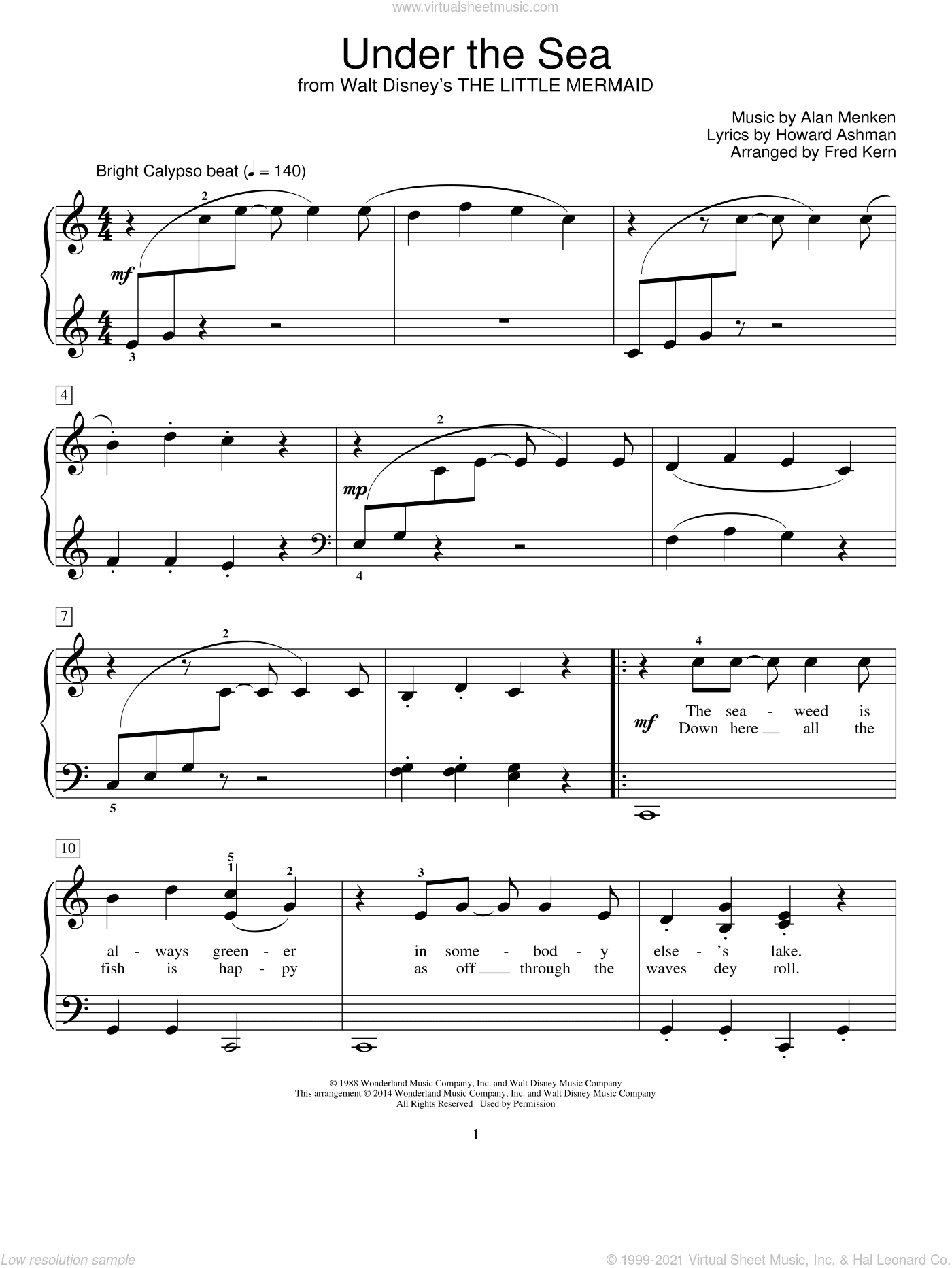 Under The Sea (from The Little Mermaid) (arr. Fred Kern)