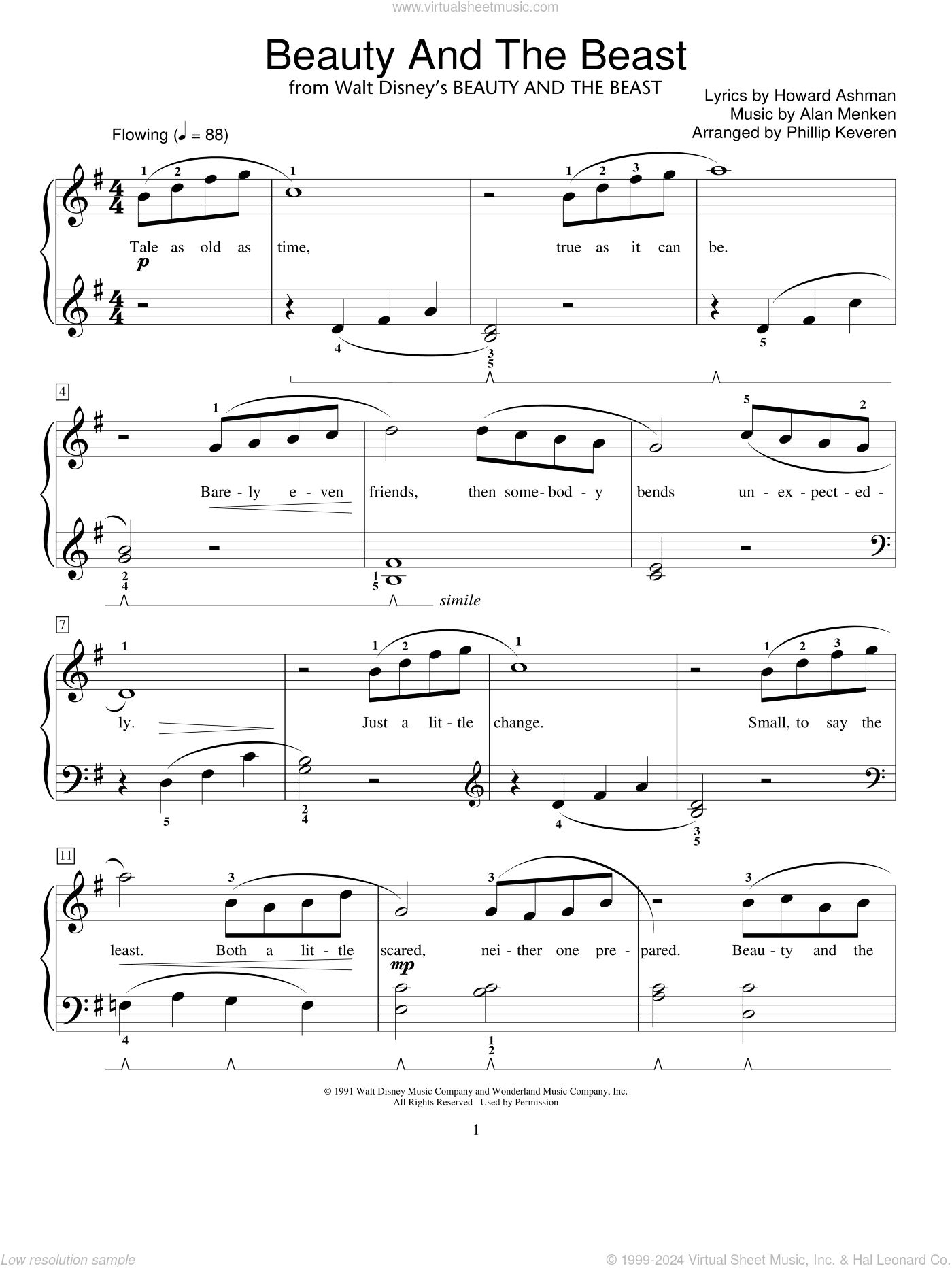 Beauty And The Beast (arr. Phillip Keveren)
