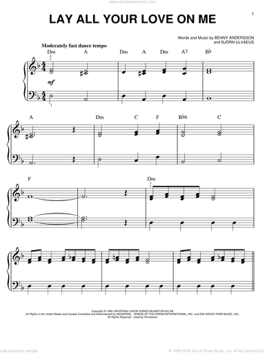 Lay All Your Love On Me, (easy)