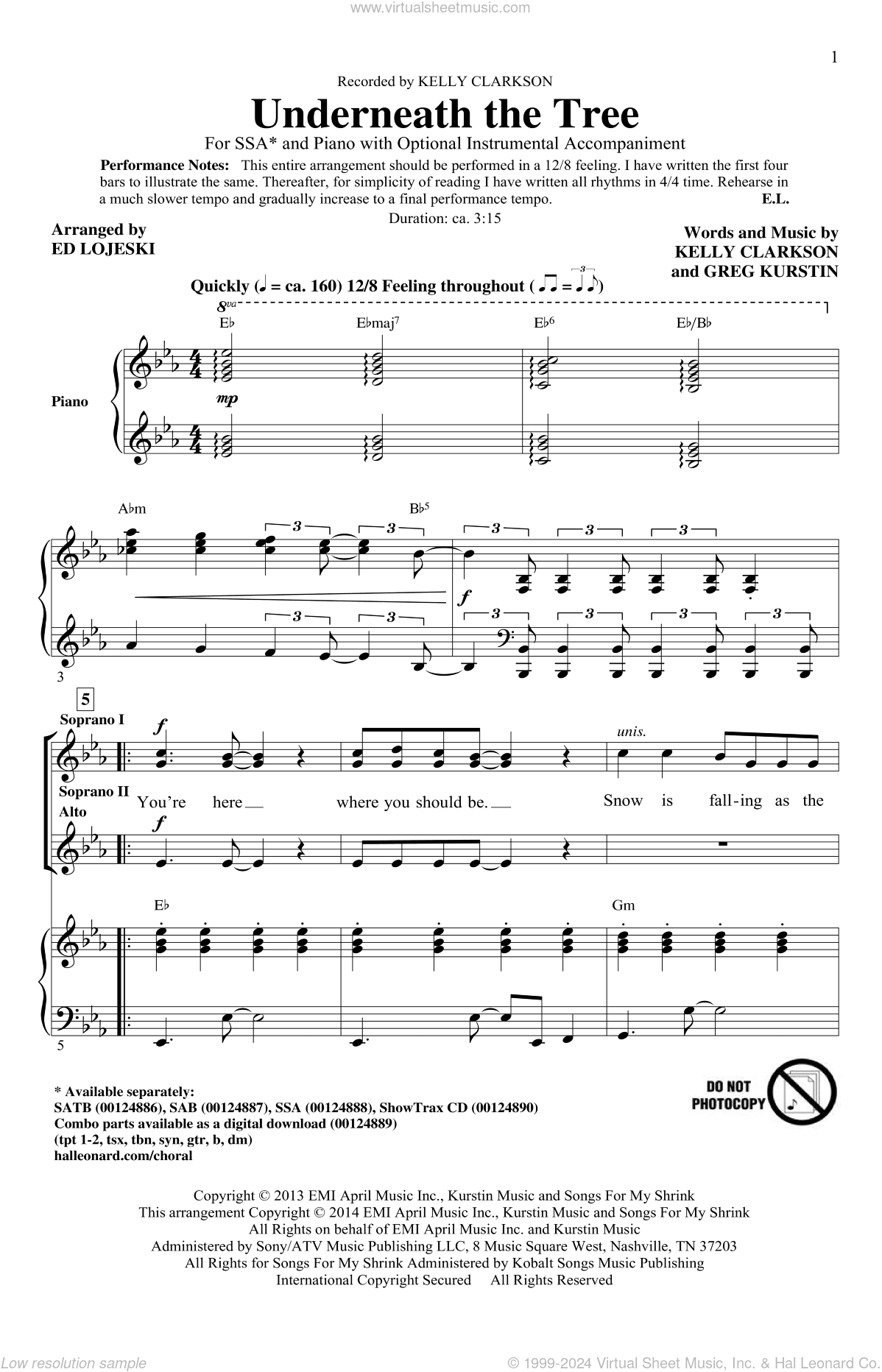 Underneath The Tree (arr. Ed Lojeski)