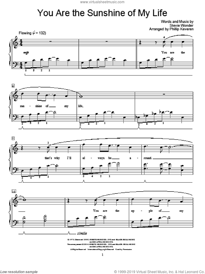 You Are The Sunshine Of My Life (arr. Phillip Keveren)