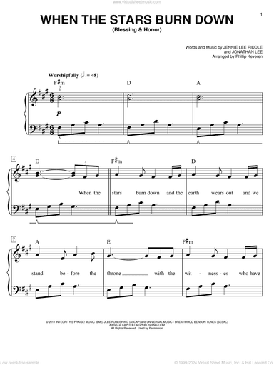 When The Stars Burn Down (Blessing and Honor) (arr. Phillip Keveren)