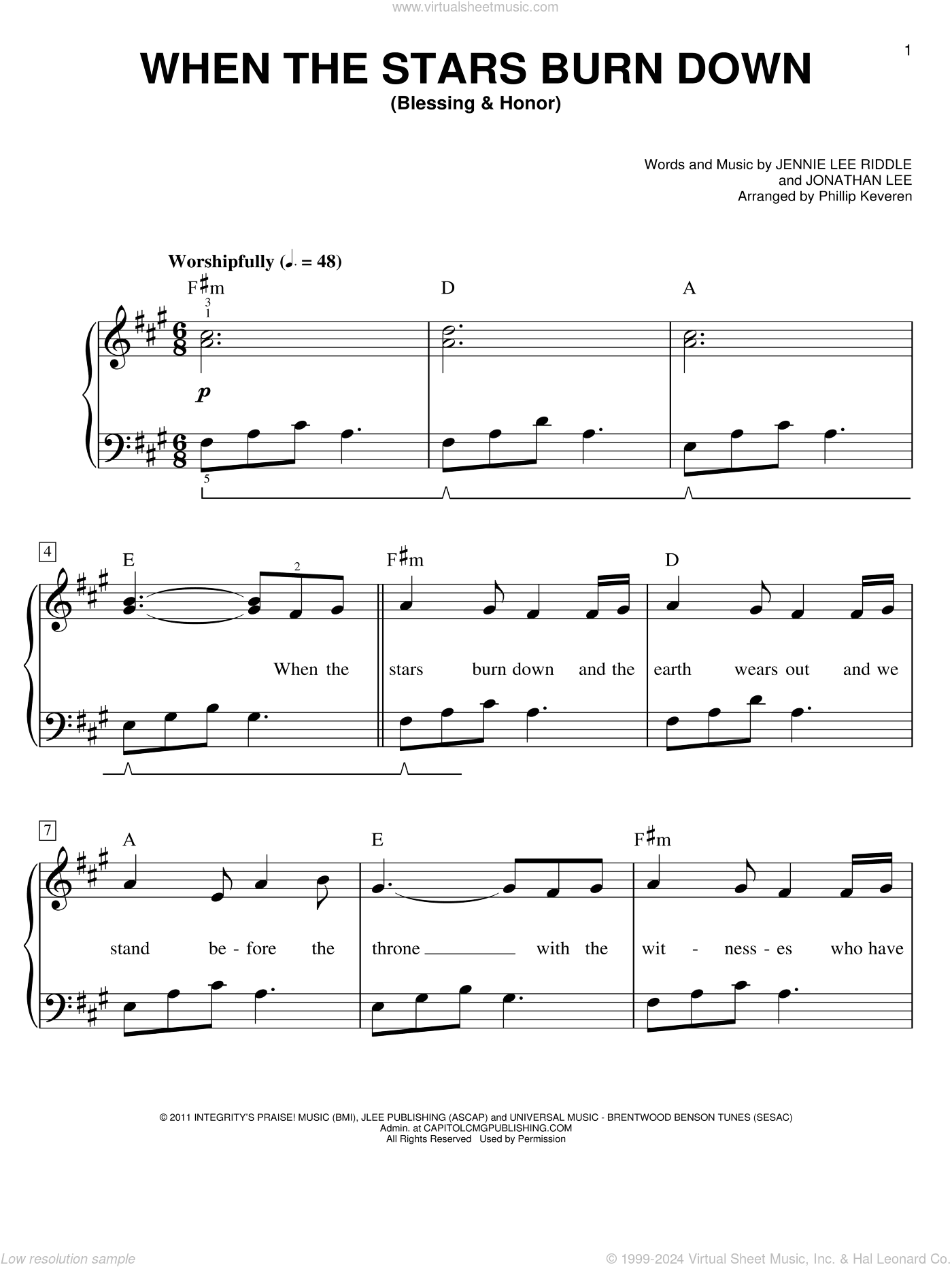 When The Stars Burn Down (Blessing and Honor) (arr. Phillip Keveren)