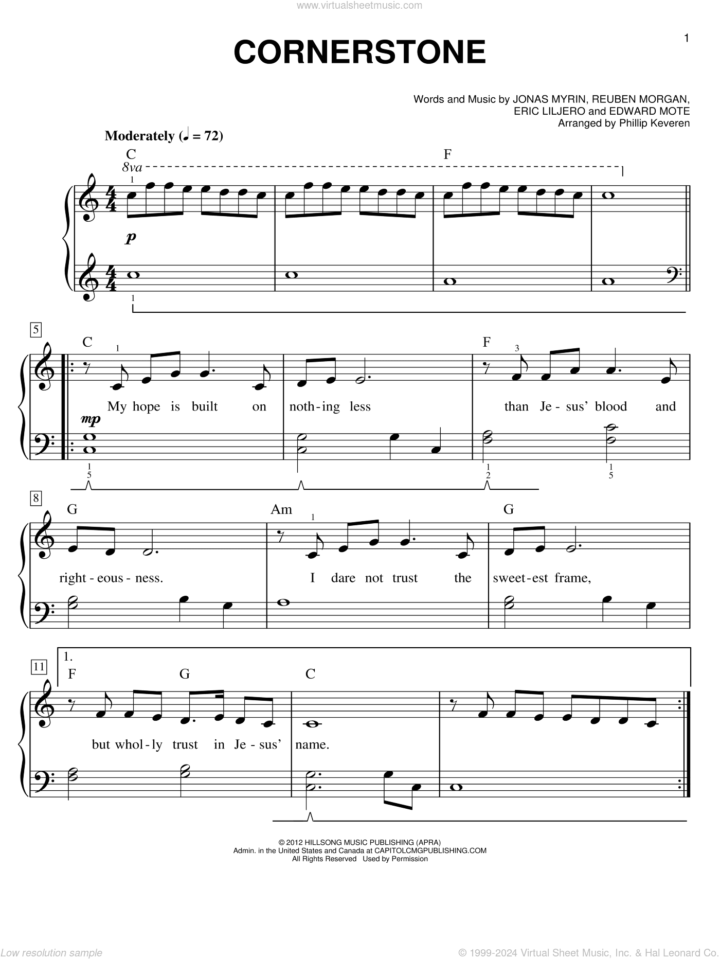 Cornerstone (arr. Phillip Keveren), (easy)