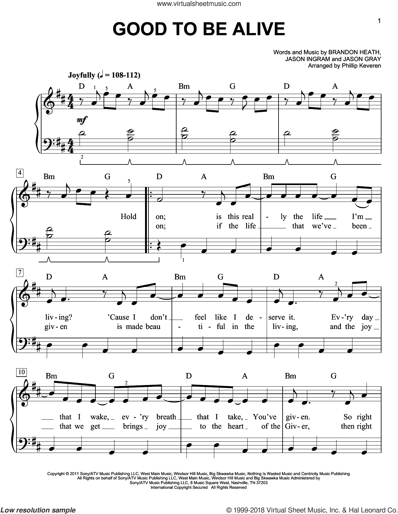 Good To Be Alive (arr. Phillip Keveren)