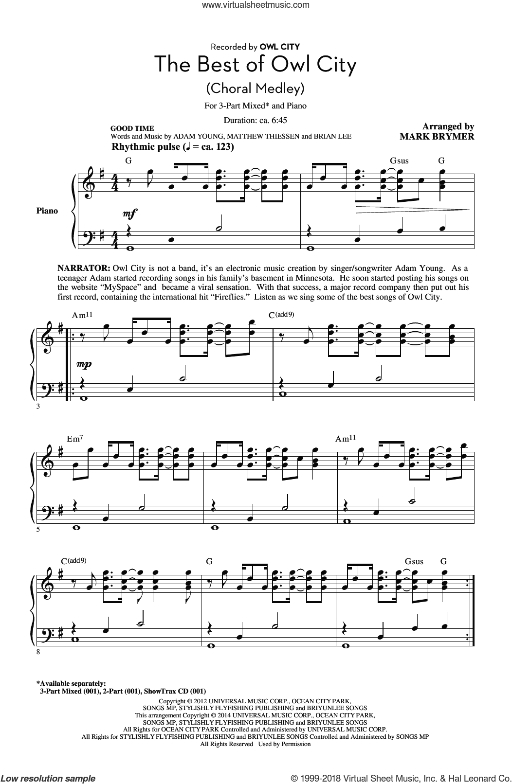 The Best of Owl City (Choral Medley) (arr. Mark Brymer)