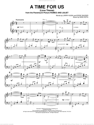 A Time For Us (Love Theme), (intermediate)