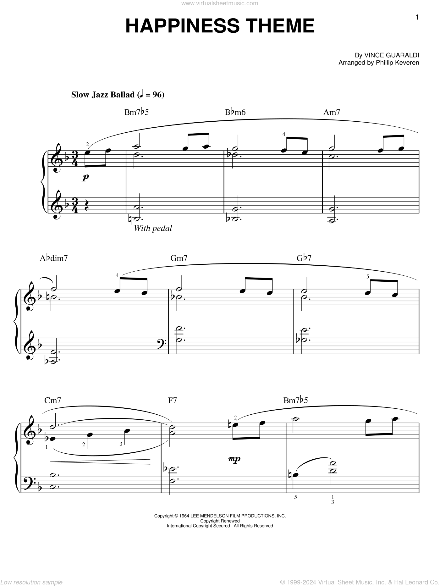 Happiness Theme (arr. Phillip Keveren), (easy)