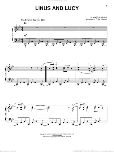 Linus And Lucy (arr. Phillip Keveren), (easy)
