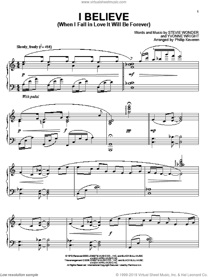 I Believe (When I Fall In Love It Will Be Forever) (arr. Phillip Keveren)