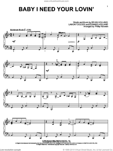 Baby I Need Your Lovin' (arr. Phillip Keveren)