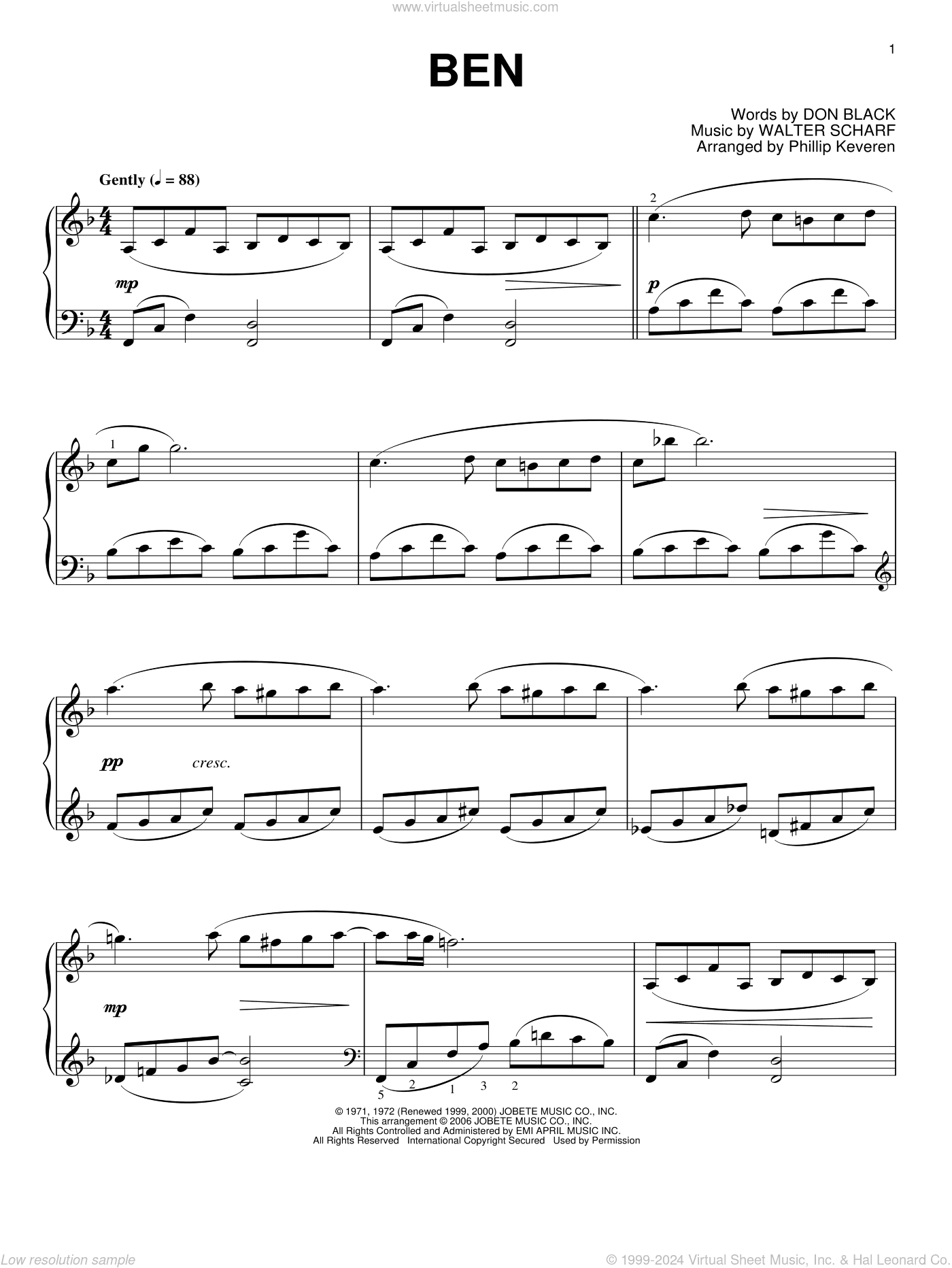 Ben (arr. Phillip Keveren)
