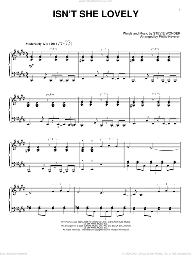 Isn't She Lovely (arr. Phillip Keveren)