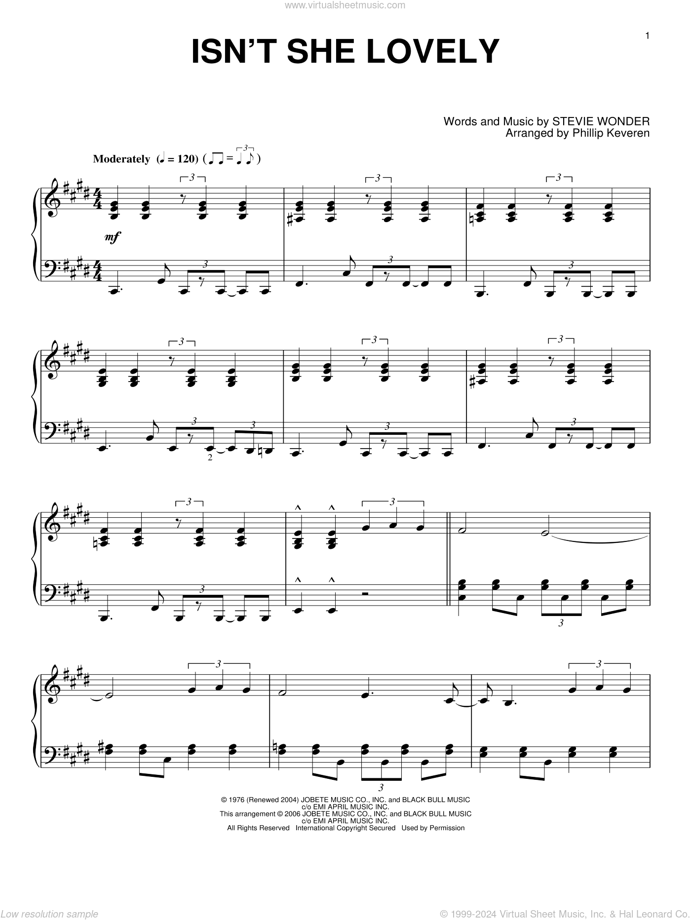 Isn't She Lovely (arr. Phillip Keveren)
