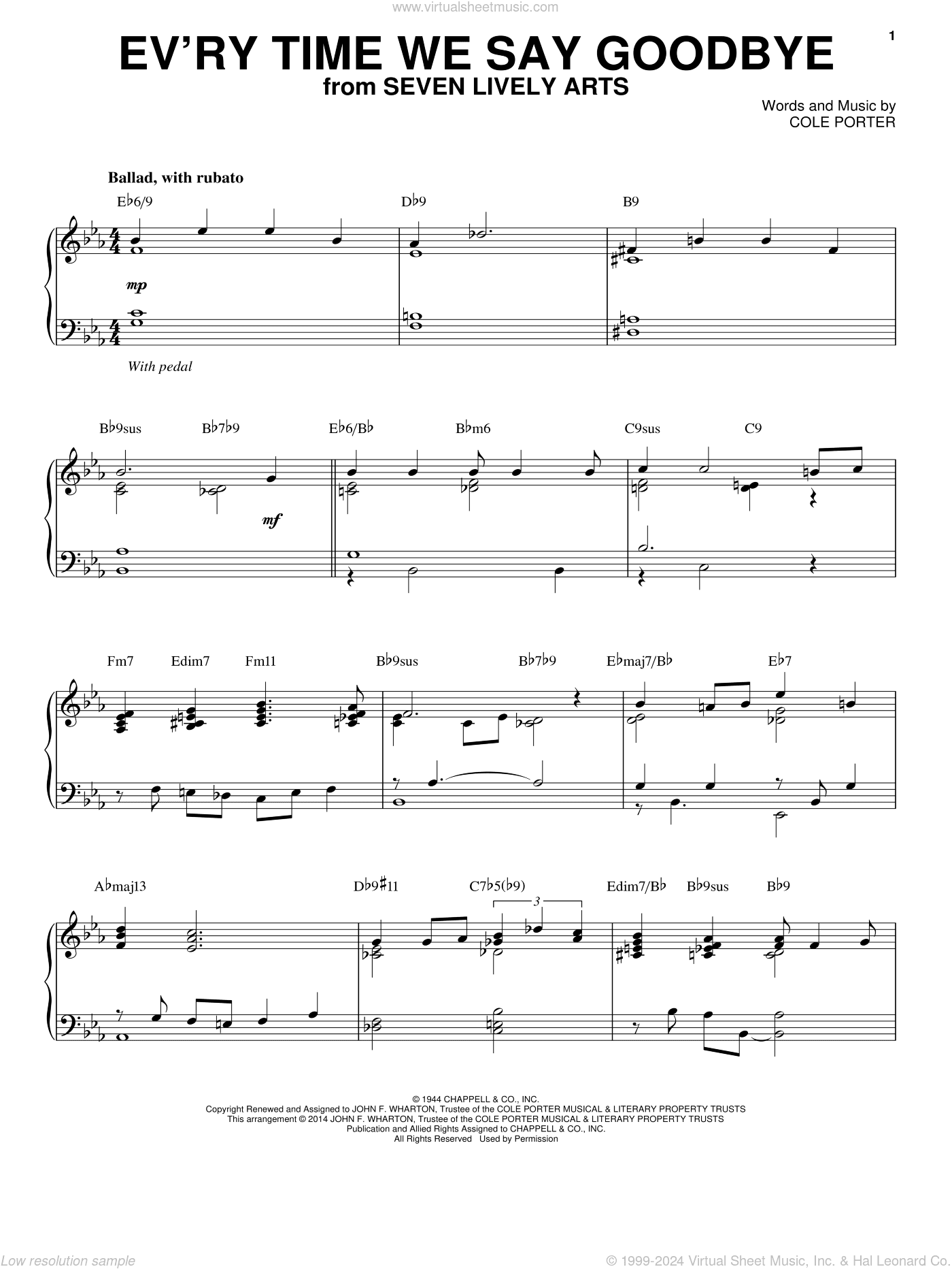Ev'ry Time We Say Goodbye [Jazz version] (arr. Brent Edstrom)