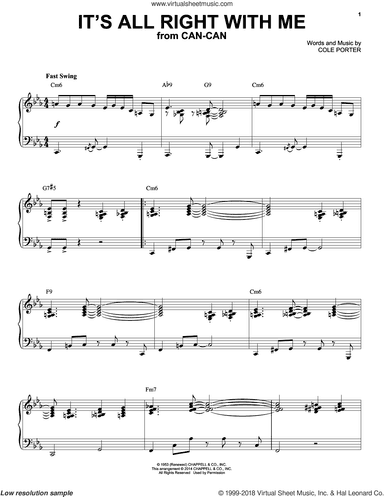 It's All Right With Me [Jazz version] (arr. Brent Edstrom)