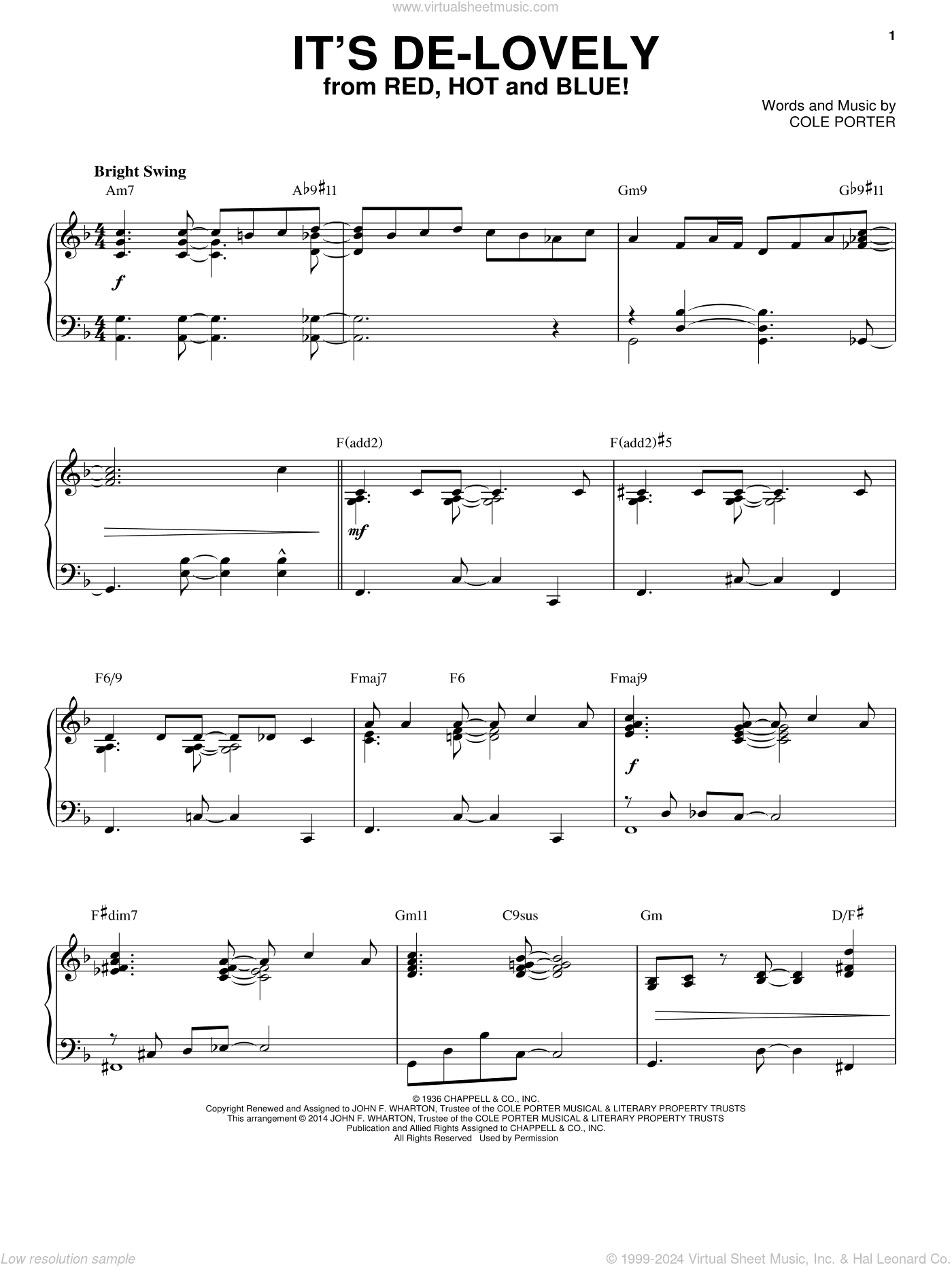 It's De-Lovely [Jazz version] (arr. Brent Edstrom)