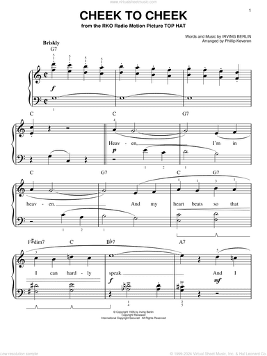 Cheek To Cheek (arr. Phillip Keveren), (easy)