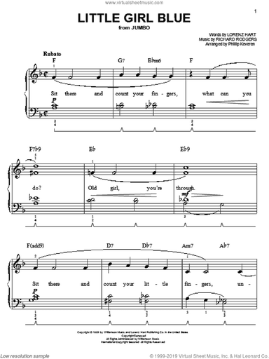 Little Girl Blue (arr. Phillip Keveren), (easy)
