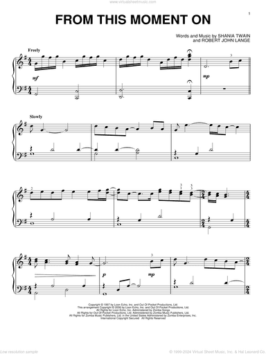 From This Moment On, (intermediate)