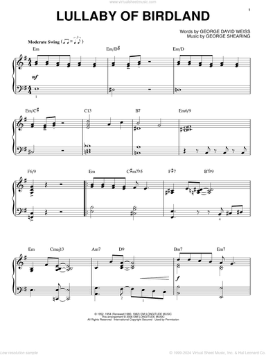 Lullaby Of Birdland, (intermediate)