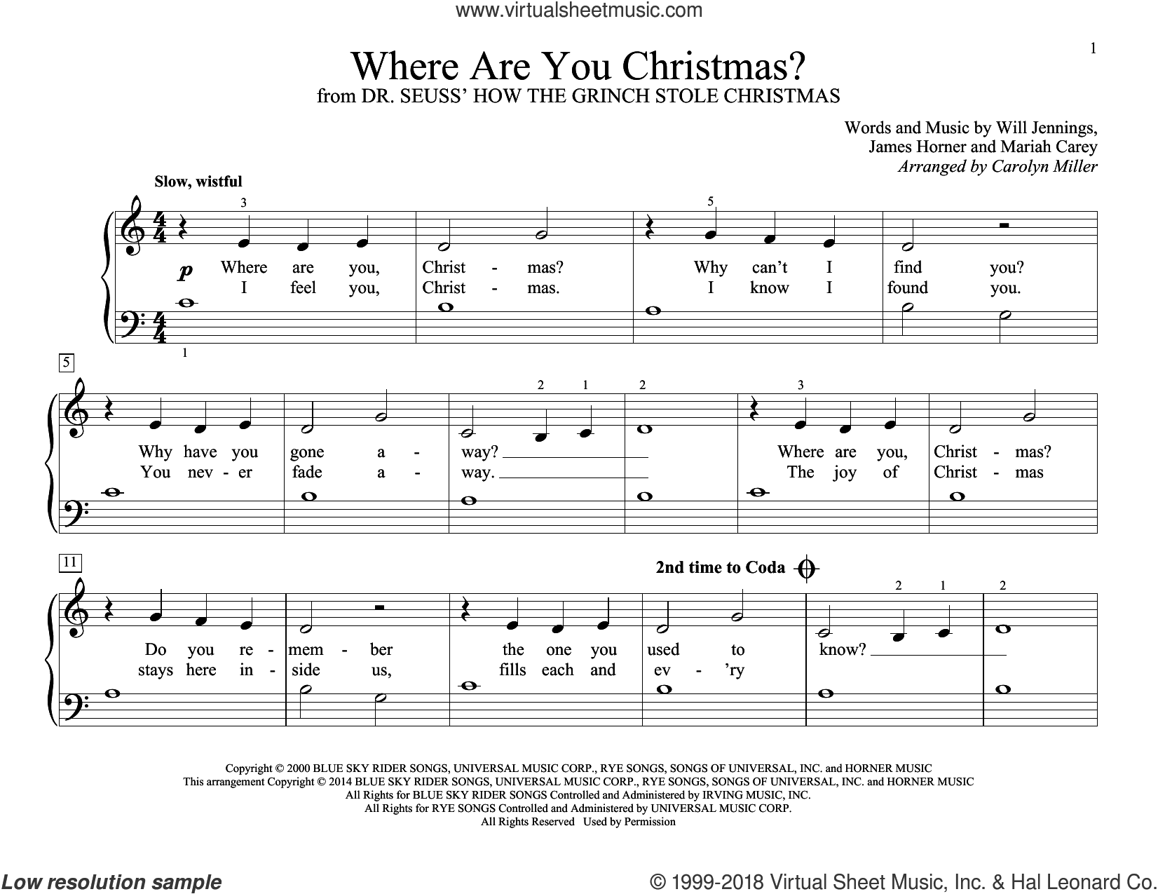 Where Are You Christmas? (arr. Carolyn Miller) (from How The Grinch Stole Christmas)