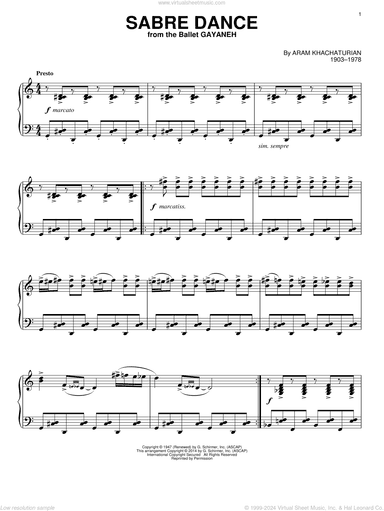 Sabre Dance, (intermediate)