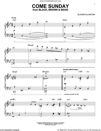 Come Sunday [Jazz version] (arr. Brent Edstrom)