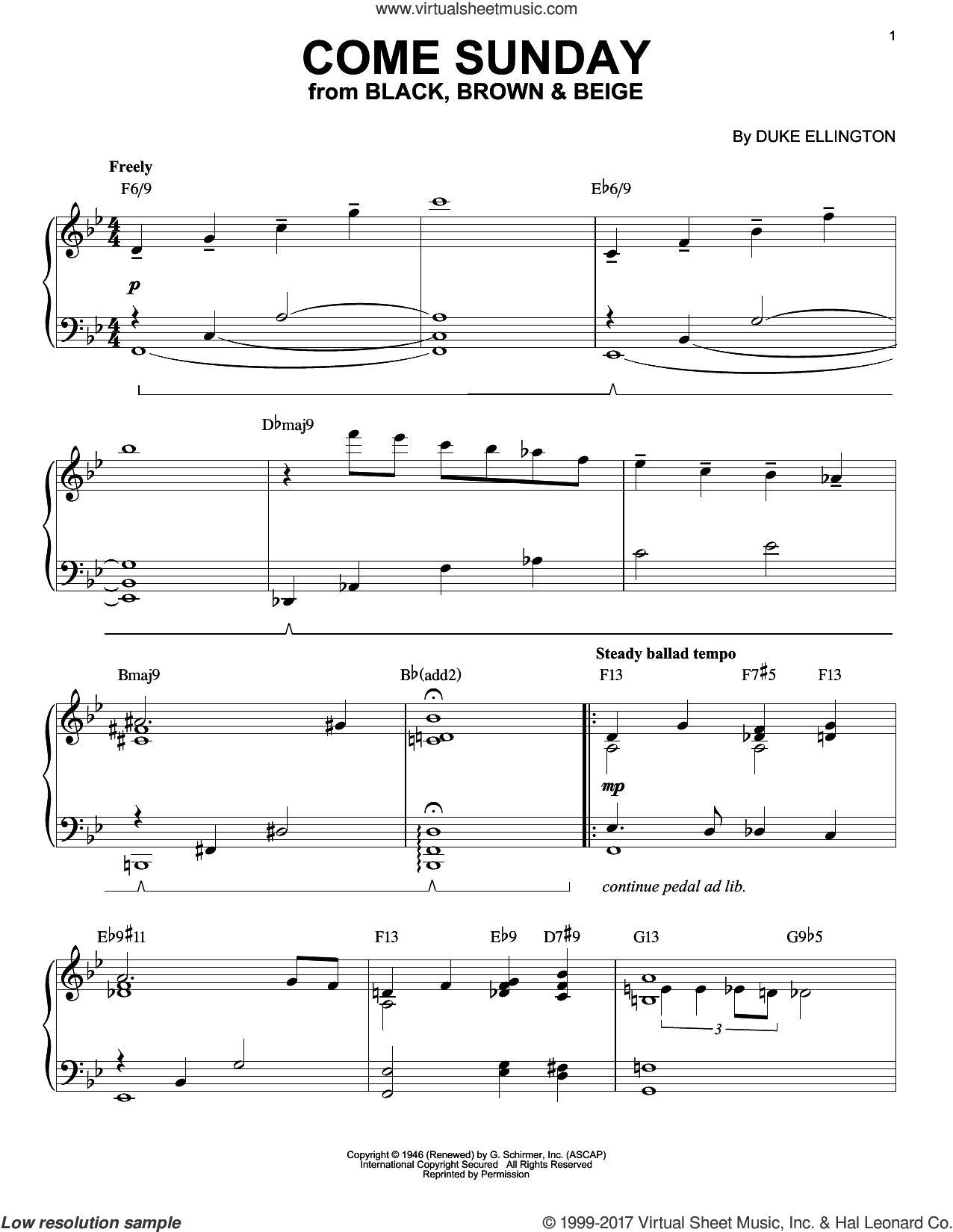 Come Sunday [Jazz version] (arr. Brent Edstrom)