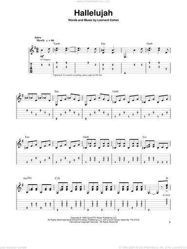 Hallelujah, (intermediate)