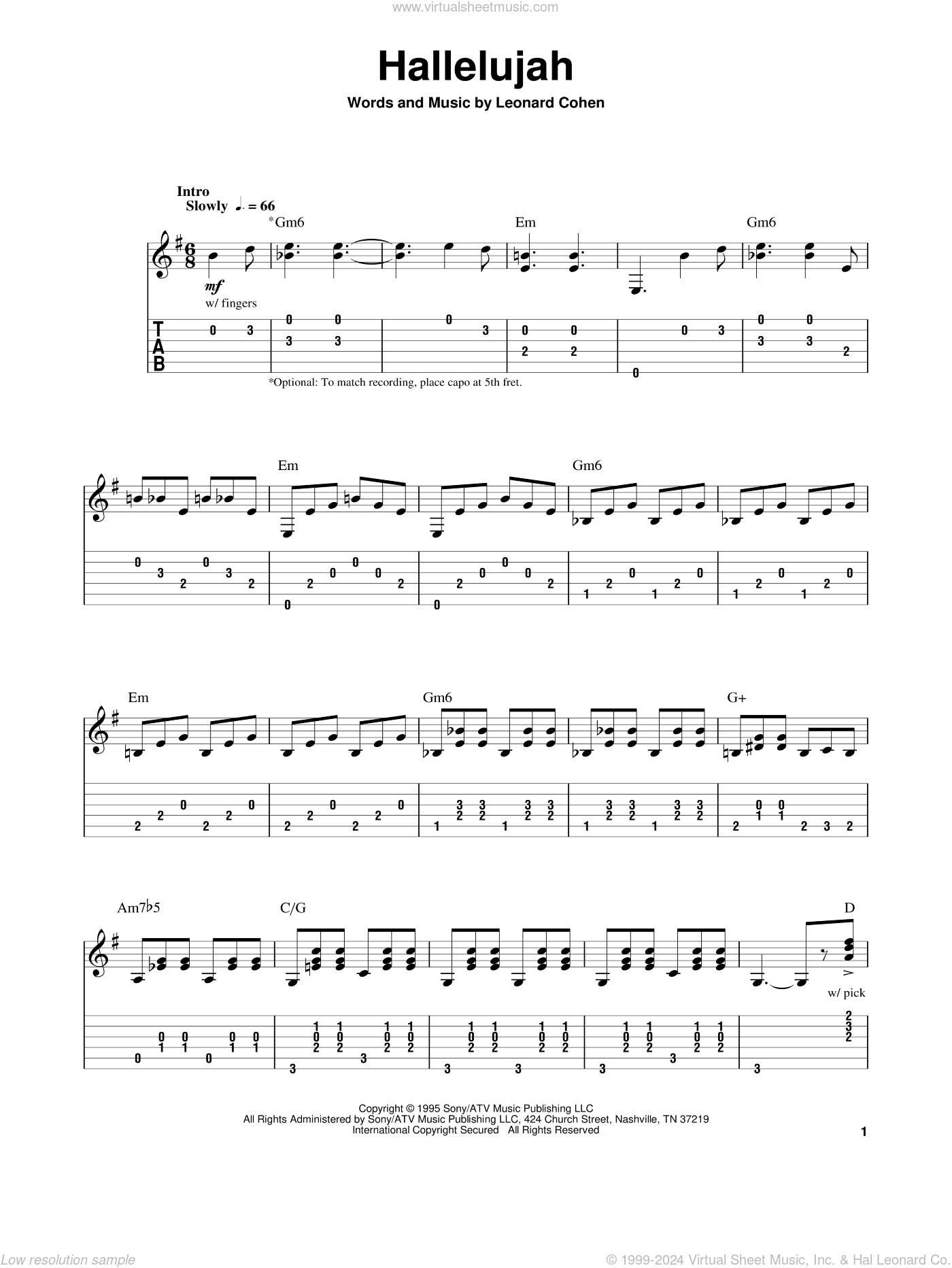 Hallelujah, (intermediate)