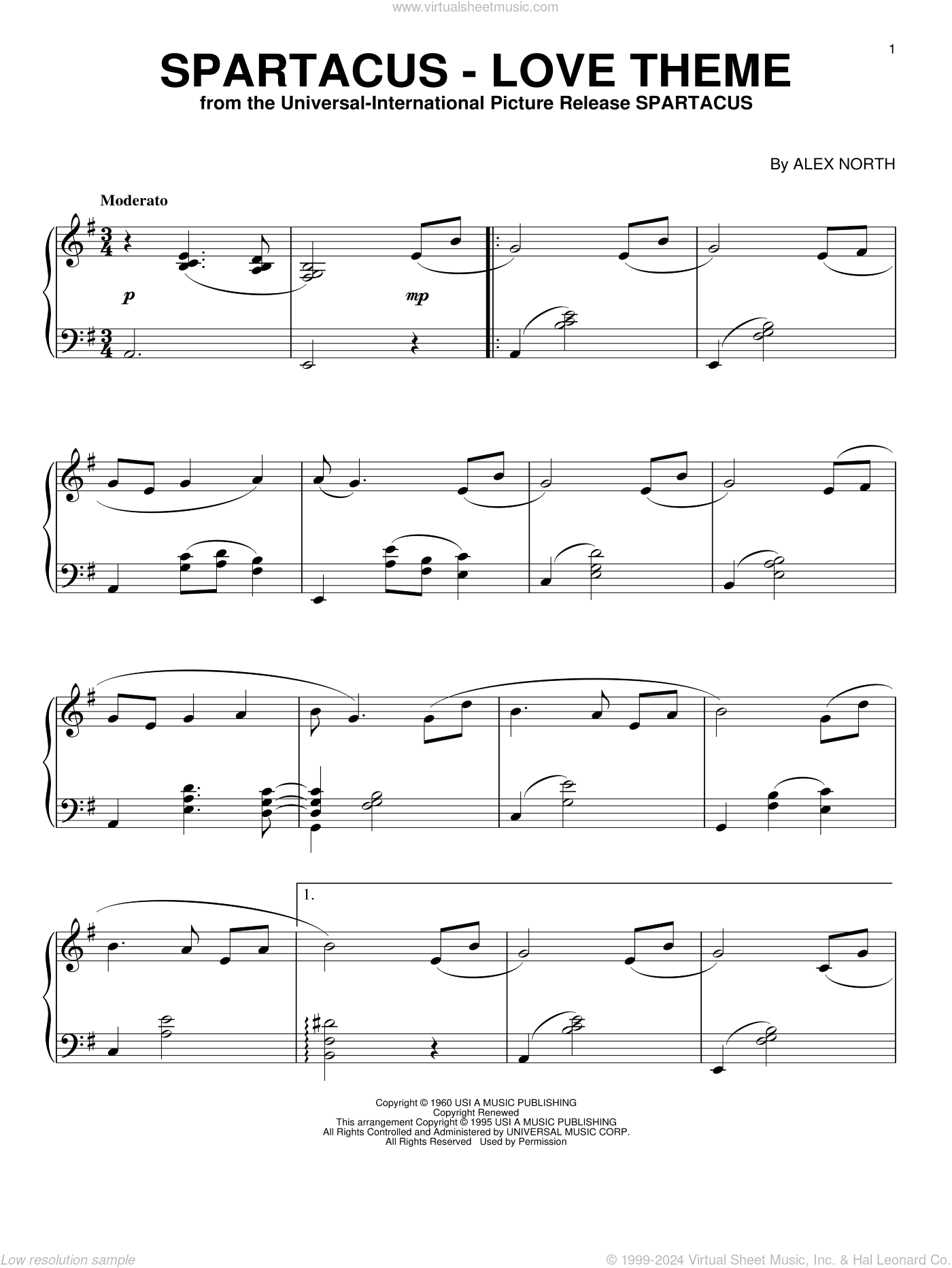 Spartacus - Love Theme, (intermediate)