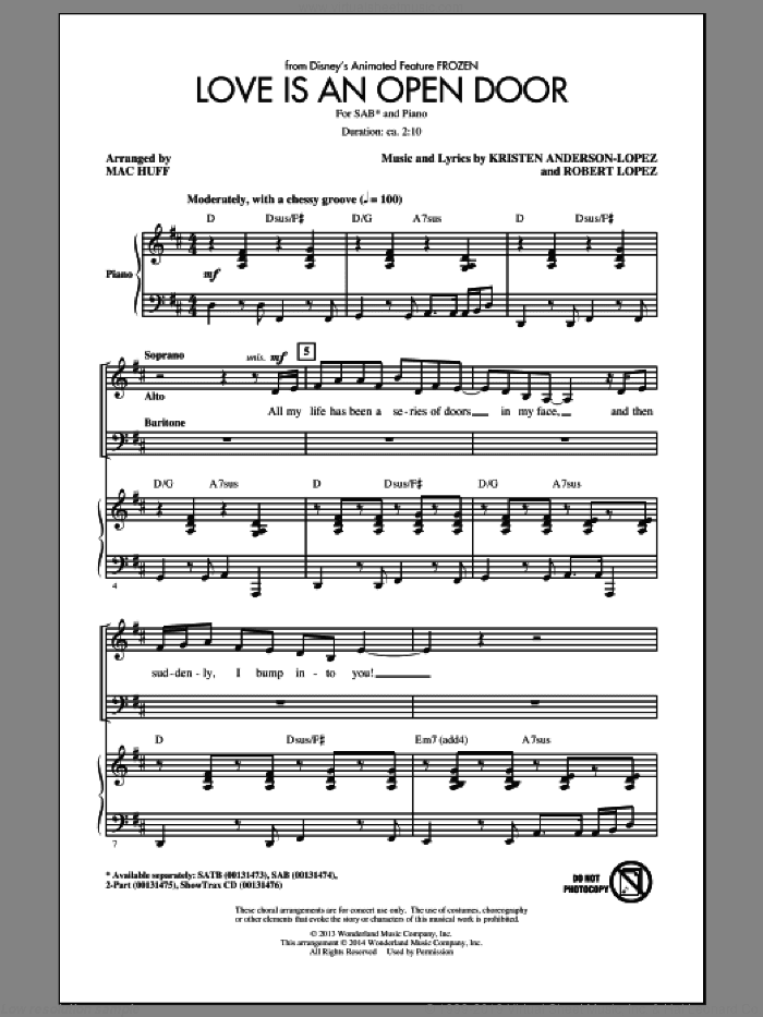 Love Is An Open Door (from Frozen) (arr. Mac Huff)