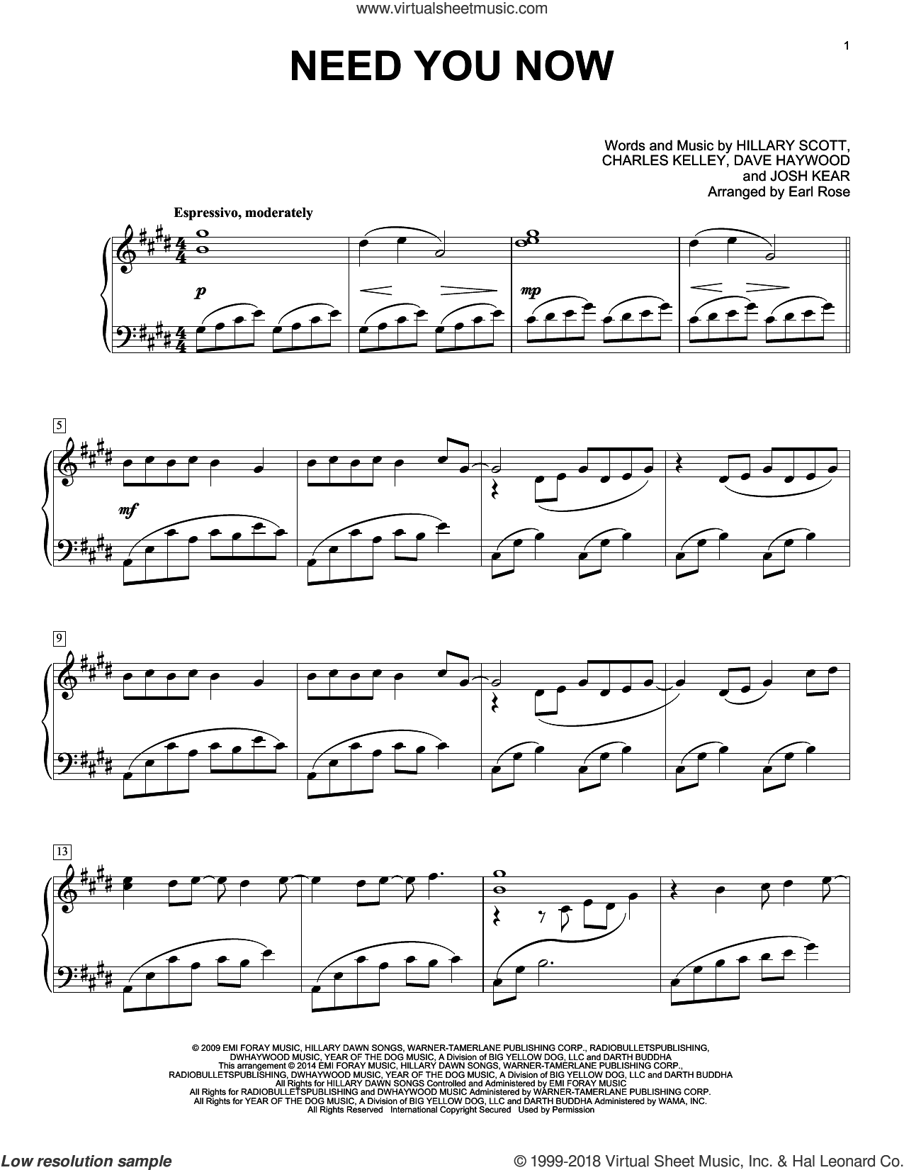 Need You Now (arr. Earl Rose)