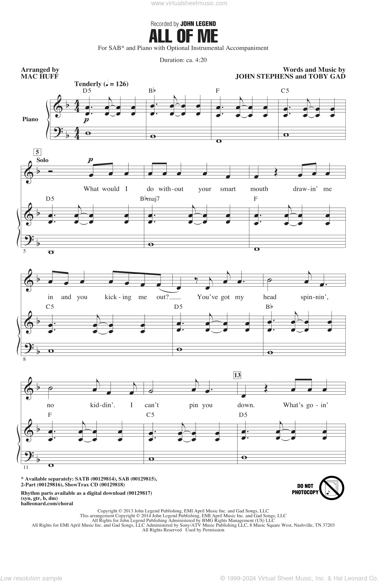 All Of Me (arr. Mac Huff)