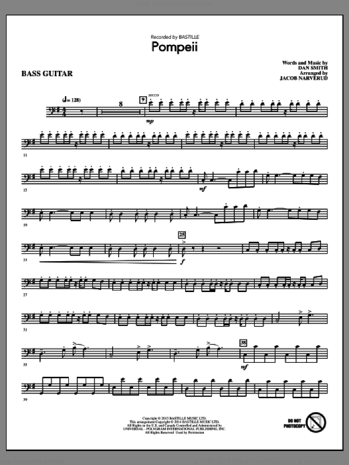 Pompeii (arr. Jacob Narverud) (complete set of parts)
