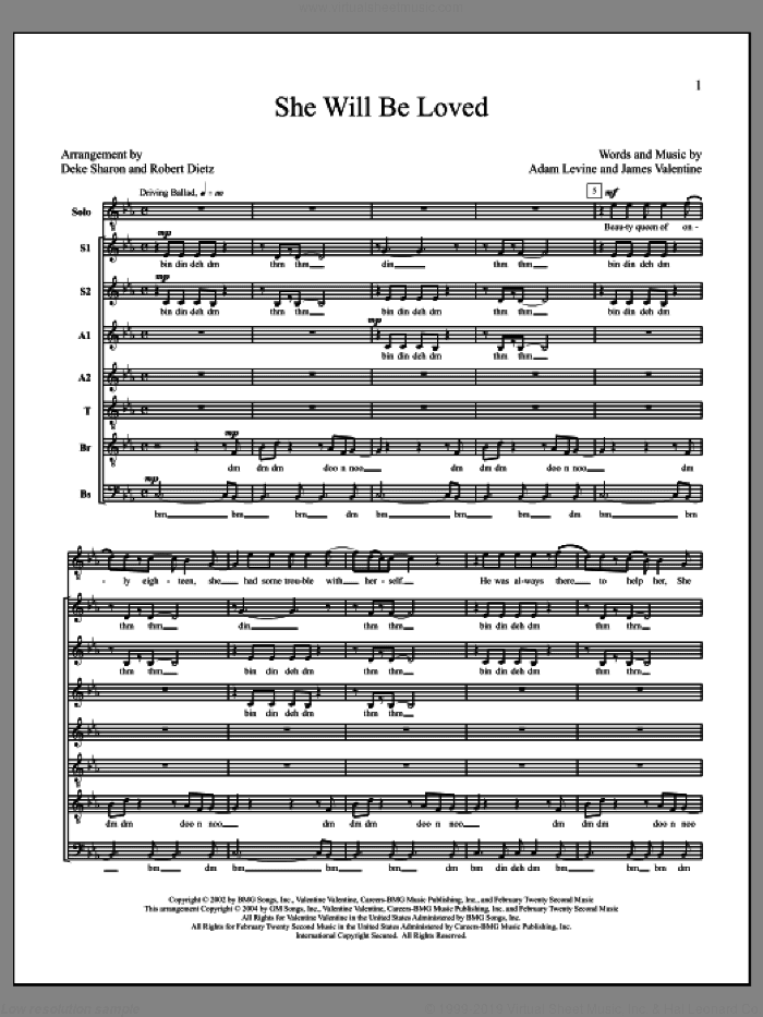 She Will Be Loved (arr. Deke Sharon)